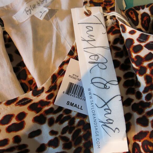 TAYLOR AND SAGE *NWT* Swing Dress Size S Leopard Sleeveless Animal Print Summer - Picture 5 of 5